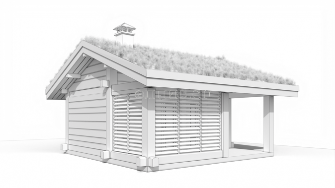Русская паровая баня Элпис (  ставлафт. массив кедр, зеленая кровля 36 м2 )